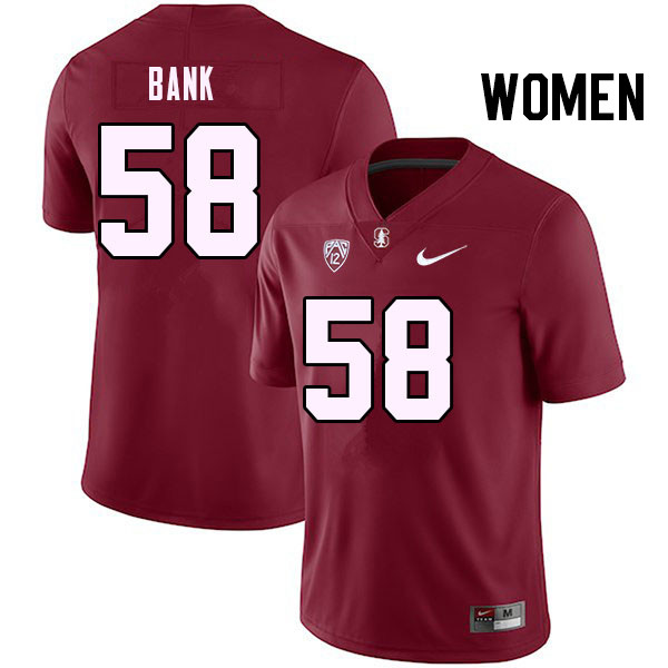 Women #58 Alec Bank Stanford Cardinal College Football Jerseys Stitched Sale-Cardinal